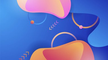 Abstract blue background with neon gradient of pink and orange yellow. Vector illustration