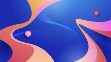 Abstract blue background with neon gradient of pink and orange yellow. Vector illustration