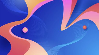 Abstract blue background with neon gradient of pink and orange yellow. Vector illustration