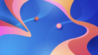 Abstract blue background with neon gradient of pink and orange yellow. Design for presentation, banner, poster, template and flyer. Vector illustration