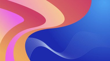 Abstract blue background with neon gradient of pink and orange yellow. Vector illustration