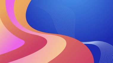 Abstract blue background with neon gradient of pink and orange yellow. Design for presentation, banner, poster, template and flyer. Vector illustration