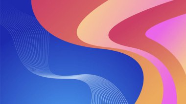 Abstract blue background with neon gradient of pink and orange yellow. Vector illustration