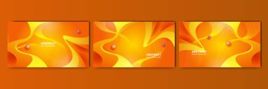 Set of abstract orange and yellow banner background