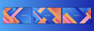 Set of dynamic abstract gradient blue colorful for design background