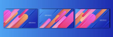 Set of dynamic abstract gradient blue colorful for design background