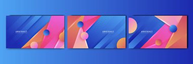Set of dynamic abstract gradient blue colorful for design background