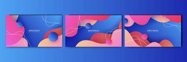 Set of dynamic abstract gradient blue colorful for design background