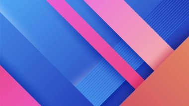 Modern abstract neon gradient blue colorful for design background. Blue background with orange yellow pink red gradient geometric shapes. Vector illustration