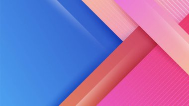 Modern abstract neon gradient blue colorful for design background. Blue background with orange yellow pink red gradient geometric shapes. Vector illustration