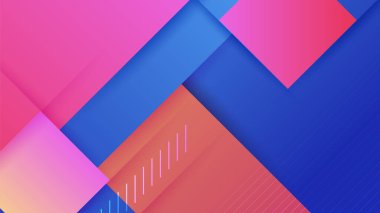 Modern abstract neon gradient blue colorful for design background. Blue background with orange yellow pink red gradient geometric shapes. Vector illustration