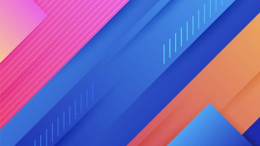 Modern abstract neon gradient blue colorful for design background. Blue background with orange yellow pink red gradient geometric shapes. Vector illustration