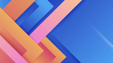 Modern abstract neon gradient blue colorful for design background. Blue background with orange yellow pink red gradient geometric shapes. Vector illustration