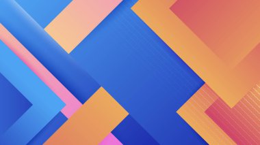 Modern abstract neon gradient blue colorful for design background. Blue background with orange yellow pink red gradient geometric shapes. Vector illustration