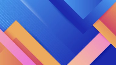 Modern abstract neon gradient blue colorful for design background. Blue background with orange yellow pink red gradient geometric shapes. Vector illustration