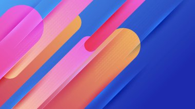 Modern abstract neon gradient blue colorful for design background. Blue background with orange yellow pink red gradient geometric shapes. Vector illustration