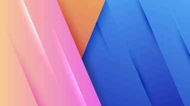 Modern abstract neon gradient blue colorful for design background. Blue background with orange yellow pink red gradient geometric shapes. Vector illustration