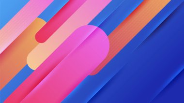 Modern abstract neon gradient blue colorful for design background. Blue background with orange yellow pink red gradient geometric shapes. Vector illustration