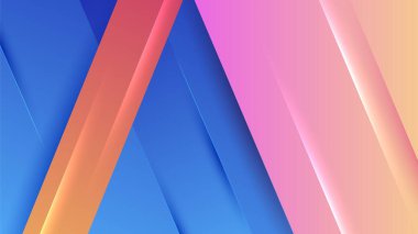 Modern abstract neon gradient blue colorful for design background. Blue background with orange yellow pink red gradient geometric shapes. Vector illustration