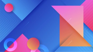 Modern abstract neon gradient blue colorful for design background. Blue background with orange yellow pink red gradient geometric shapes. Vector illustration