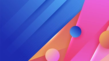 Modern abstract neon gradient blue colorful for design background. Blue background with orange yellow pink red gradient geometric shapes. Vector illustration