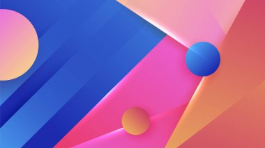 Modern abstract neon gradient blue colorful for design background. Blue background with orange yellow pink red gradient geometric shapes. Vector illustration