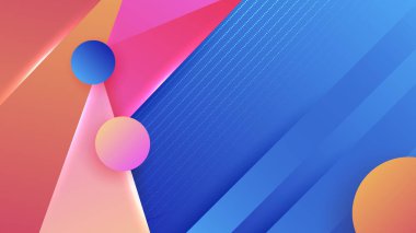 Modern abstract neon gradient blue colorful for design background. Blue background with orange yellow pink red gradient geometric shapes. Vector illustration
