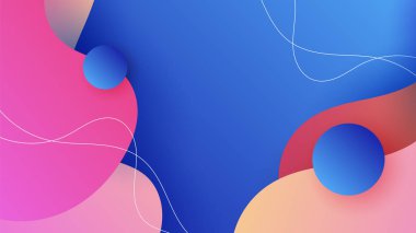 Modern abstract neon gradient blue colorful waves for design background. Blue background with orange yellow pink red gradient geometric shapes. Vector illustration