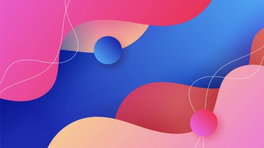 Modern abstract neon gradient blue colorful waves for design background. Blue background with orange yellow pink red gradient geometric shapes. Vector illustration
