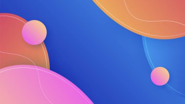 Modern abstract neon gradient blue colorful waves for design background. Blue background with orange yellow pink red gradient geometric shapes. Vector illustration