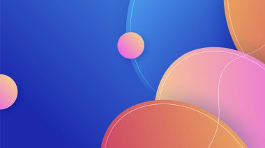 Modern abstract neon gradient blue colorful waves for design background. Blue background with orange yellow pink red gradient geometric shapes. Vector illustration