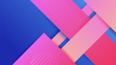 Modern abstract neon gradient blue colorful for design background. Blue background with orange yellow pink red gradient geometric shapes. Vector illustration