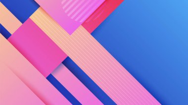 Modern abstract neon gradient blue colorful for design background. Blue background with orange yellow pink red gradient geometric shapes. Vector illustration