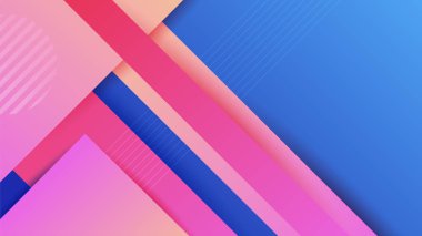 Modern abstract neon gradient blue colorful for design background. Blue background with orange yellow pink red gradient geometric shapes. Vector illustration