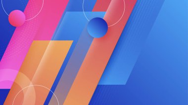 Modern abstract neon gradient blue colorful for design background. Blue background with orange yellow pink red gradient geometric shapes. Vector illustration