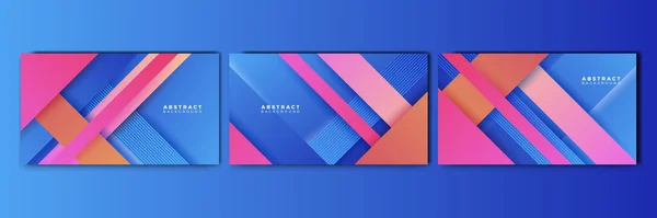 Set Dynamic Abstract Gradient Blue Colorful Design Background — Stok Vektör