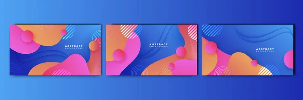 Set Dynamic Abstract Gradient Blue Colorful Design Background — Stockvector