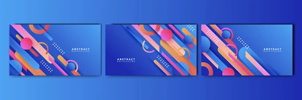 Set Dynamic Abstract Gradient Blue Colorful Design Background — Stockový vektor