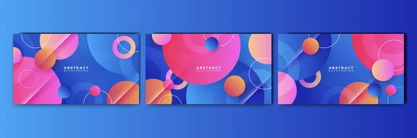 Set Dynamic Abstract Gradient Blue Colorful Design Background — Stockvektor