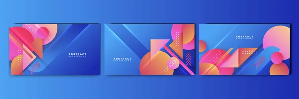 Set Dynamic Abstract Gradient Blue Colorful Design Background — Stockvektor