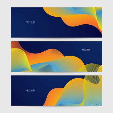 Set of abstract wave flowing banner background design. Vector illustration. Flowing particles wave, dynamic motion stream digital technology curve lines.
