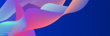 Abstract blue wave flowing banner background design. Vector illustration. Flowing particles wave, dynamic motion stream digital technology curve lines.