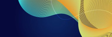 Abstract blue wave flowing banner background design. Vector illustration. Flowing particles wave, dynamic motion stream digital technology curve lines.