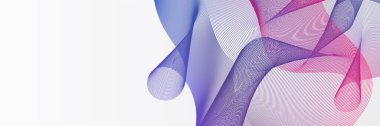 Abstract blue pink purple wave flowing banner background design. Vector illustration. Flowing particles wave, dynamic motion stream digital technology curve lines.