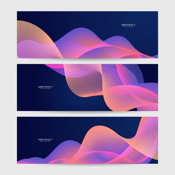 Set Abstract Wave Flowing Banner Background Design Vector Illustration Flowing — Stockvector