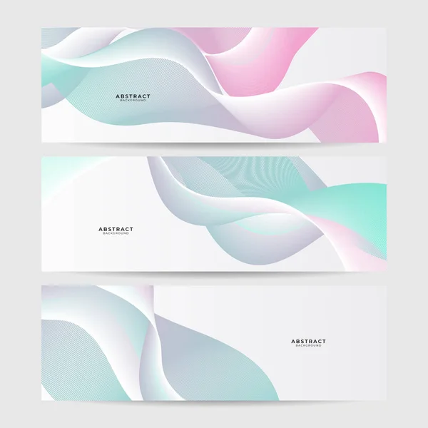 Set Abstract Wave Flowing Banner Background Design Vector Illustration Flowing — Stockový vektor