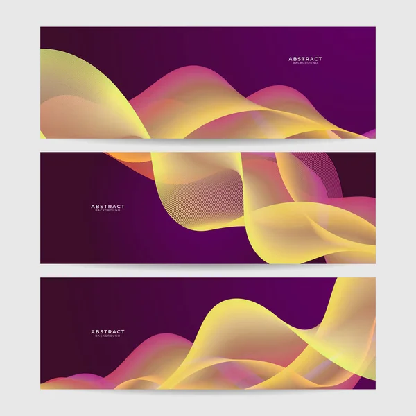 Set Abstract Wave Curve Lines Banner Background Design Vector Illustration — Image vectorielle