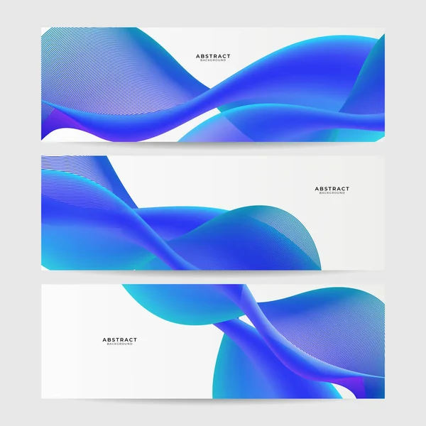 Set Abstract Blue Wave Curve Lines Banner Background Design Vector — Stockvektor
