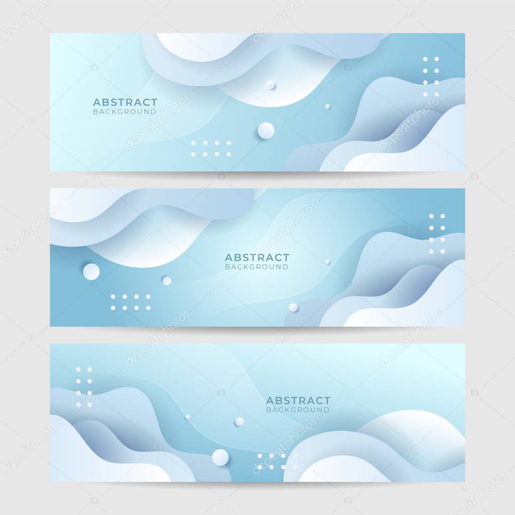 Light blue white abstract modern banner background design. Vector graphic pattern template illustration.