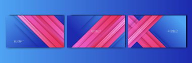 Set of abstract blue background with pink orange yellow trendy neon gradient. Design for banner, poster, wallpaper, template, and social media template
